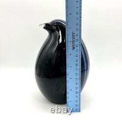Livio Seguso Vintage Murano Blown Art Glass Penguin Sculpture Black Blue