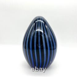 Livio Seguso Vintage Murano Blown Art Glass Penguin Sculpture Black Blue