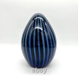 Livio Seguso Vintage Murano Blown Art Glass Penguin Sculpture Black Blue