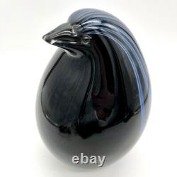 Livio Seguso Vintage Murano Blown Art Glass Penguin Sculpture Black Blue