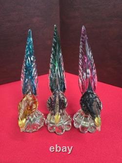 Lot Of 3 Vintage Murano Glass Pheasant Sculptures 10.5in Tall