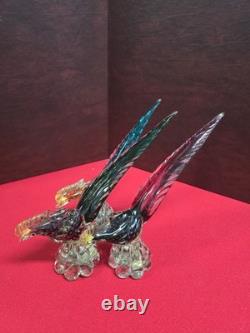 Lot Of 3 Vintage Murano Glass Pheasant Sculptures 10.5in Tall