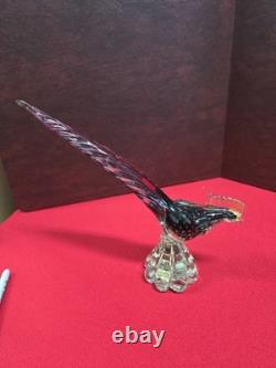 Lot Of 3 Vintage Murano Glass Pheasant Sculptures 10.5in Tall