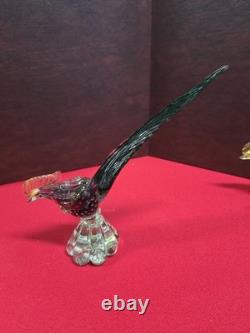 Lot Of 3 Vintage Murano Glass Pheasant Sculptures 10.5in Tall