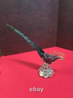 Lot Of 3 Vintage Murano Glass Pheasant Sculptures 10.5in Tall
