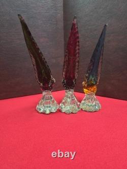Lot Of 3 Vintage Murano Glass Pheasant Sculptures 10.5in Tall