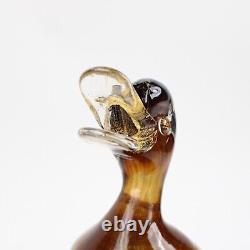 Lot of 2 Murano Art Glass Gold Fleck Mallard 9 Duck Vintage Decorative Figurine