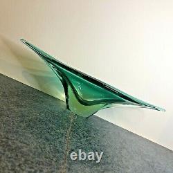 Lovely Large Vintage Murano Green Glass Centrepiece Bowl