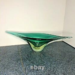 Lovely Large Vintage Murano Green Glass Centrepiece Bowl