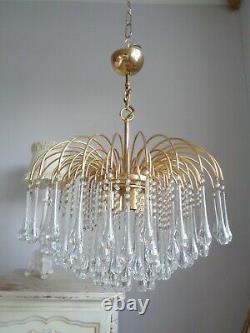 Lovely large vintage waterfall chandelier Murano glass drops