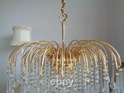 Lovely large vintage waterfall chandelier Murano glass drops