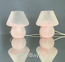 Lovely light pink mushroom lamps Murano glass lampade fungo vintage 80s