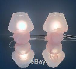 Lovely light pink mushroom lamps Murano glass lampade fungo vintage 80s