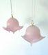 Lovely opalescent pink ceiling lamp Murano glass lampadario vintage 70 U