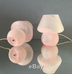 Lovely pink mushroom lamps blown MURANO glass lampade fungo vintage 80s U