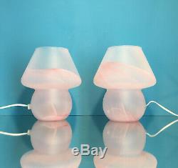 Lovely pink mushroom lamps blown MURANO glass lampade fungo vintage 80s U