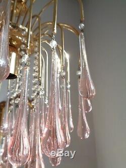 Lovely vintage 1960's Murano pink glass chandelier