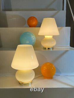Lovely yellow mushroom lamps blown Murano glass lampada fungo vintage 60s