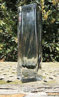 Lrg Vintage Faceted Murano Art Glass Mandrazzato Studio Cased Sommerso Vase 10