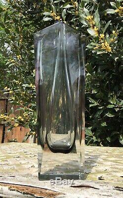 Lrg Vintage Faceted Murano Art Glass Mandrazzato Studio Cased Sommerso Vase 10