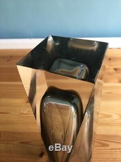 Lrg Vintage Faceted Murano Art Glass Mandrazzato Studio Cased Sommerso Vase 10