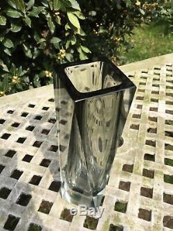 Lrg Vintage Faceted Murano Art Glass Mandrazzato Studio Cased Sommerso Vase 10