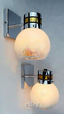 MAZZEGA MURANO GLASS Vintage Sconces Light Lamp Mid Century Modern 60s Sputnik