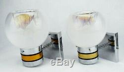 MAZZEGA MURANO GLASS Vintage Sconces Light Lamp Mid Century Modern 60s Sputnik