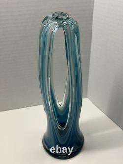 MCM Murano Style Art Glass Stretched Handblown Glass Vintage Set Of Two