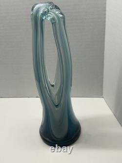 MCM Murano Style Art Glass Stretched Handblown Glass Vintage Set Of Two