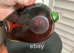 MCM Sommerso Murano Art Glass Bowl Sculpture Ashtray Red Green Clear Vintage
