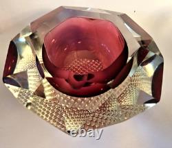 MCM Vintage Flavio Poli Mandruzzato Murano Glass Sommerso Faceted Geode Bowl