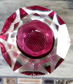 MCM Vintage Flavio Poli Mandruzzato Murano Glass Sommerso Faceted Geode Bowl