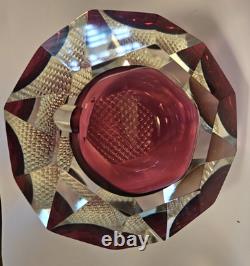MCM Vintage Flavio Poli Mandruzzato Murano Glass Sommerso Faceted Geode Bowl