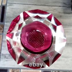 MCM Vintage Flavio Poli Mandruzzato Murano Glass Sommerso Faceted Geode Bowl