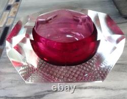 MCM Vintage Flavio Poli Mandruzzato Murano Glass Sommerso Faceted Geode Bowl