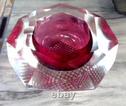 MCM Vintage Flavio Poli Mandruzzato Murano Glass Sommerso Faceted Geode Bowl