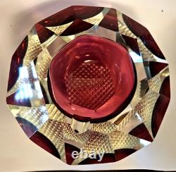 MCM Vintage Flavio Poli Mandruzzato Murano Glass Sommerso Faceted Geode Bowl