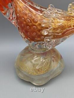 MCM Vintage Murano Gold Orange Bullicante Glass Pheasant 12.25