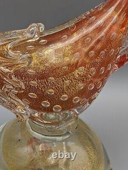 MCM Vintage Murano Gold Orange Bullicante Glass Pheasant 12.25