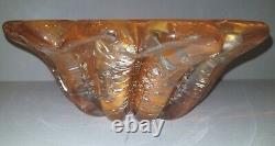 MCM Vintage Murano Orange Silver Glass Bowl Barovier Cordonato d' Oro RARE