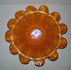 MCM Vintage Murano Orange Silver Glass Bowl Barovier Cordonato d' Oro RARE