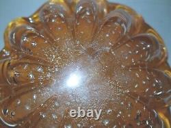 MCM Vintage Murano Orange Silver Glass Bowl Barovier Cordonato d' Oro RARE