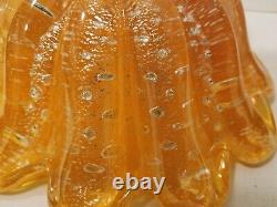 MCM Vintage Murano Orange Silver Glass Bowl Barovier Cordonato d' Oro RARE