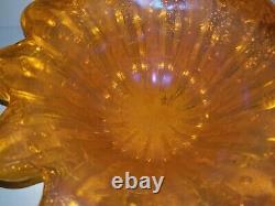 MCM Vintage Murano Orange Silver Glass Bowl Barovier Cordonato d' Oro RARE