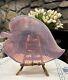 MCM vintage Pink Murano Glass Pulled Feather Leaf Dish Center bowl Opalescent