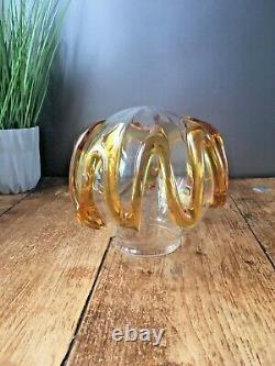 MID Century 60's Retro Murano Blown Glass Amber Trail Ceiling Light Shade 70's