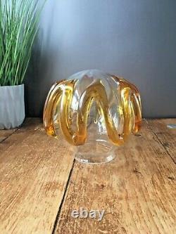 MID Century 60's Retro Murano Blown Glass Amber Trail Ceiling Light Shade 70's