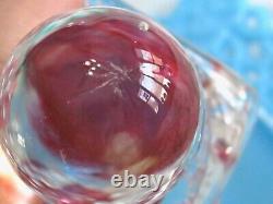 MID Century Vintage Murano Glass Paperweight W Knob / Controlled Bubbles / Tag