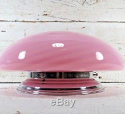 MINT Vintage Murano Pink Swirl Glass Flush Mount Ceiling Light Fixture Lamp